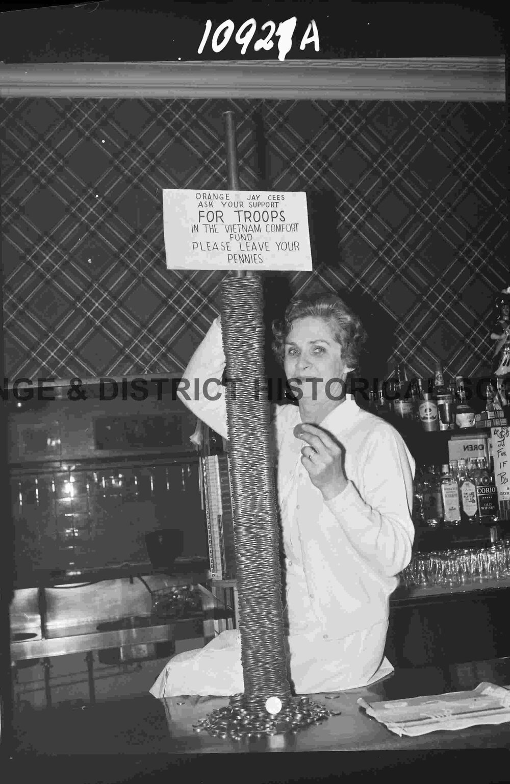 Column of copper pennies