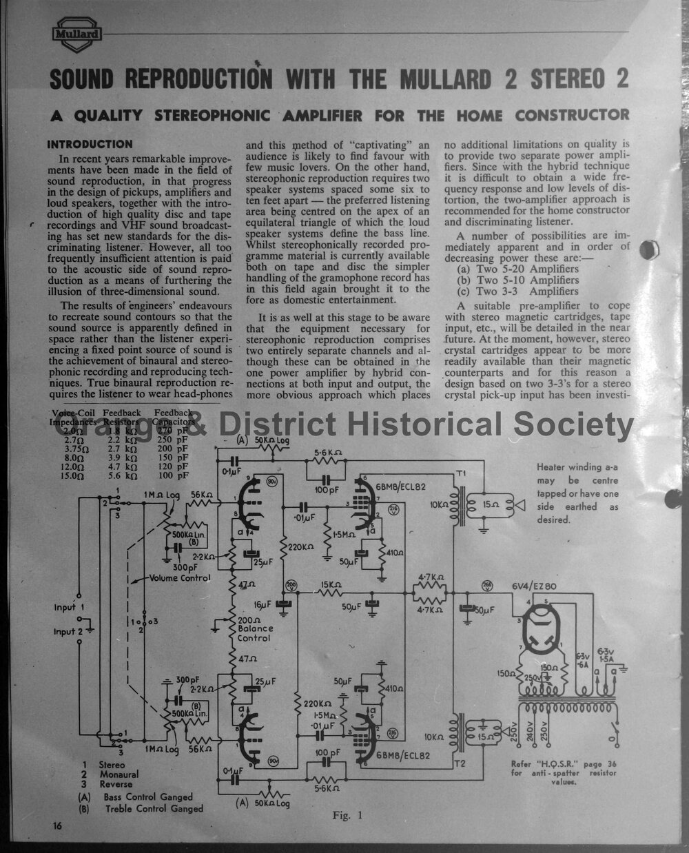 Mullard stereo amplifier instructions