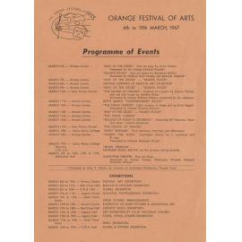 Orange Festival of Arts: 6th to 19th March 1967 Programme of Events Exhibitions