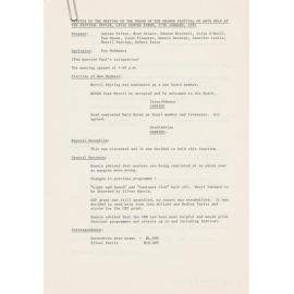 Minutes of the Meeting of the Board of the Orange Festival of Arts