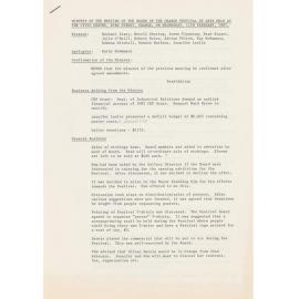 Minutes of the Meeting of the Board of the Orange Festival of Arts