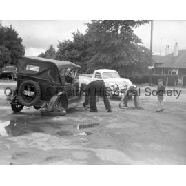 Cars after collision corner Summer|Sampson street