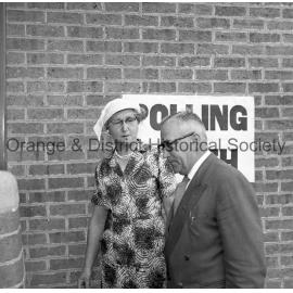 Candidate Lou Cassey at polling booth
