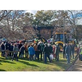 Crowd at unearthing of Orange Lions Club Time Capsule, Robertson Park, Orange
