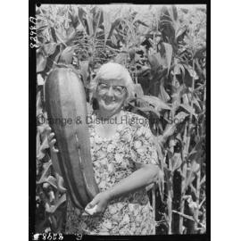 Mrs Davis of Sampson Street with giant marrow