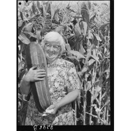 Mrs Davis of Sampson Street with giant marrow