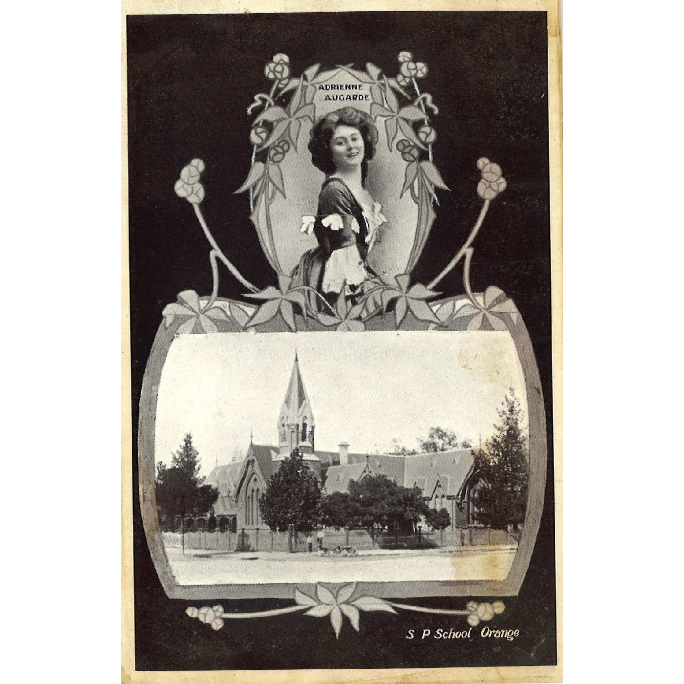 Postcard of Adrienne Augarde and Orange Public School, Orange
