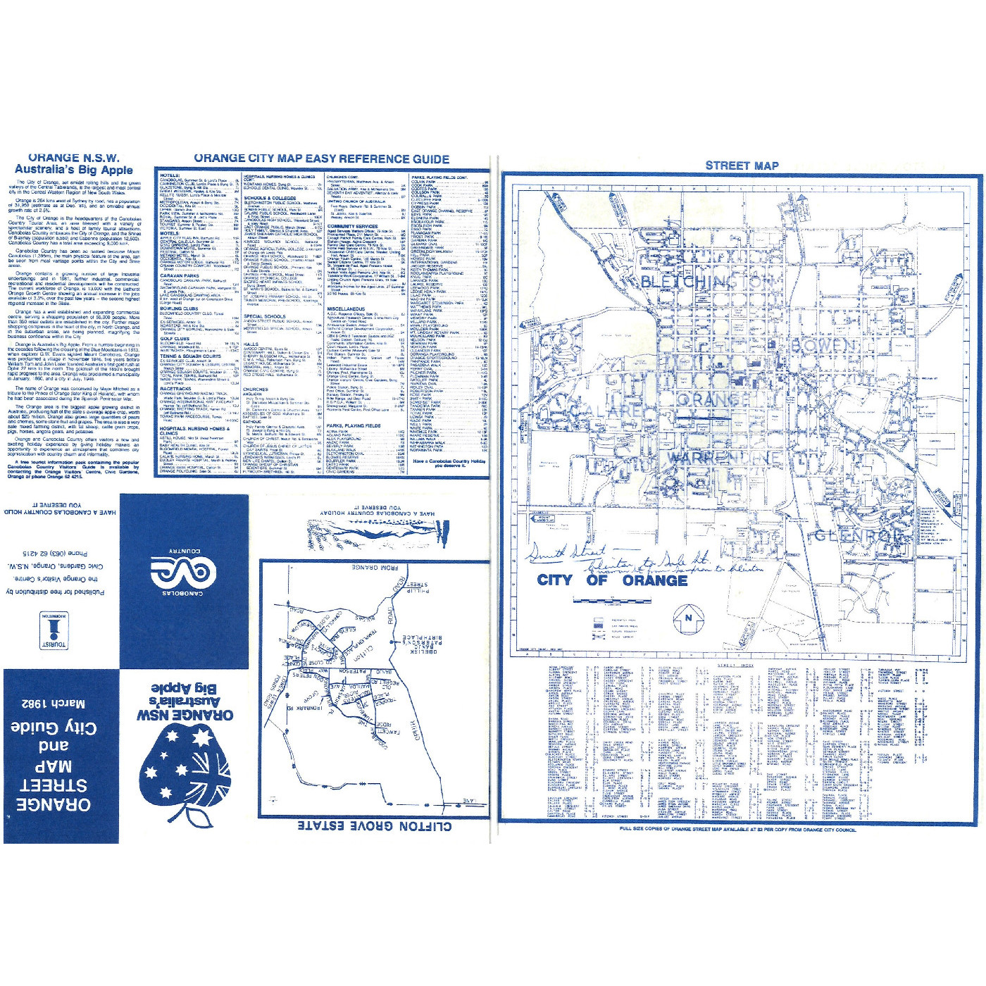 Orange Street Map and City Guide 1982