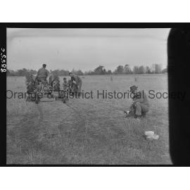 Council employees marking soccer field at Bloomfield aerodrome