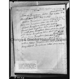 Copy Kingham family bible