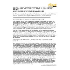 Jan Richards COVID-19 Oral History interview transcript