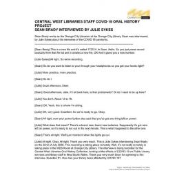 Sean Brady COVID-19 Staff Oral History Transcript