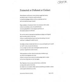 Extracted or Polluted or Extinct - 2024 first prize contemporary poetry category