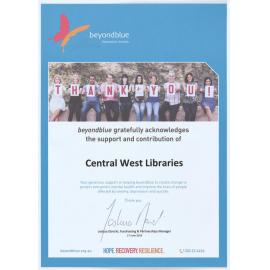 Beyond Blue Certificate