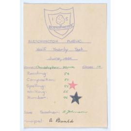 Bletchington Public School Half Yearly Test June 1964