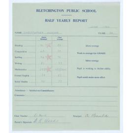 Bletchington Public School Half Yearly Report June 1966