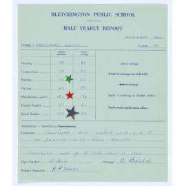 Bletchington Public School Half Yearly Report November 1966