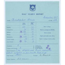 Bletchington Public School Half Yearly Report December 1968