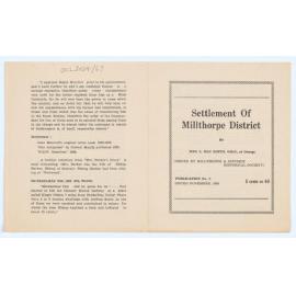 Settlement of Millthorpe District