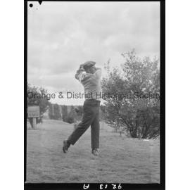 Mr Frank Ward tees off in the Arthur Colvin Cup