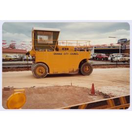Roller compaction equipment used during constructions works along Bathurst Road