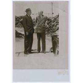 The men behind Email's move to Orange: a rare photograph of Prime Minister Ben Chifley and Email Managing Director Joe Carroll at the plant on 8 December 1949.
