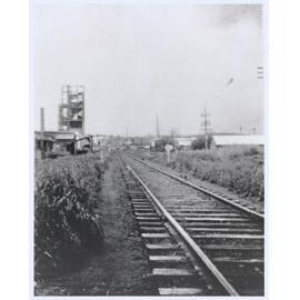 Orange railway line near the gas works