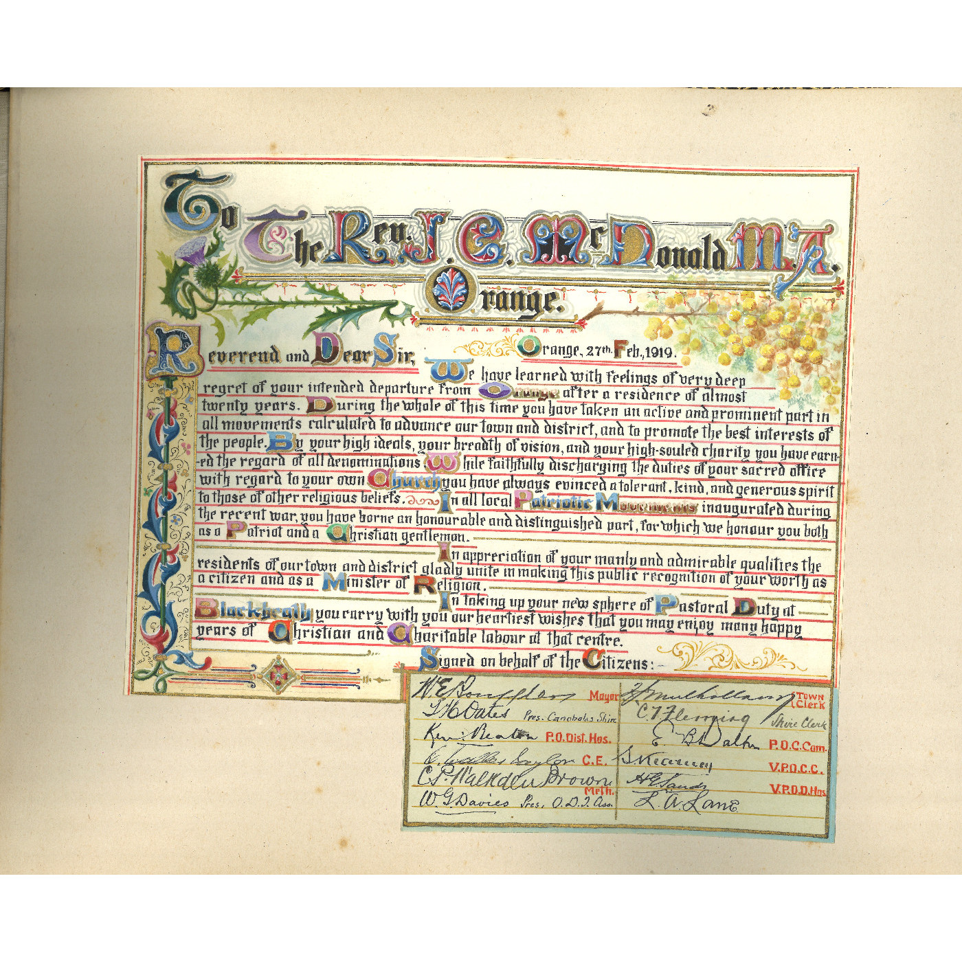 Reverend J C McDonald M A Album Manuscript