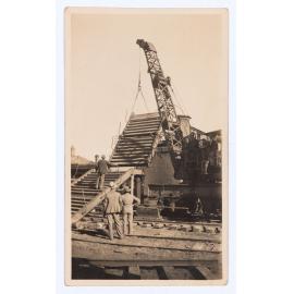 Construction of the railway pedestrian footbridge