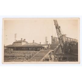 Construction of the railway pedestrian footbridge