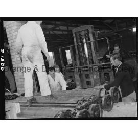 Unpacking the new printing press at the Central Western Daily