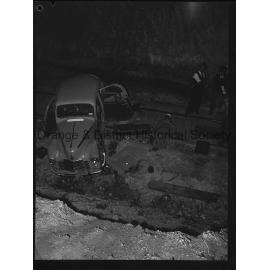 Car crashes on railway line