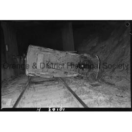 Car crashes on railway line