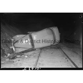 Car crashes on railway line