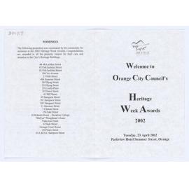 Orange City Council's Heritage Week Awards 2002