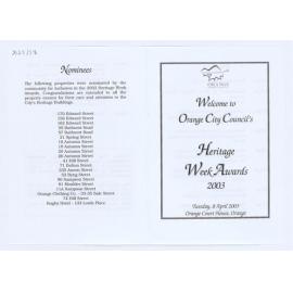 Orange City Council's Heritage Week Awards 2003