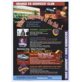 What's happening at the Club? Orange Ex-Services Club December 2004-January 2005
