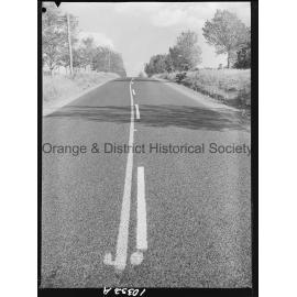 Freshly painted 'off-centre' lines