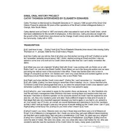 Cathy Thomson interviewed by Elisabeth Edwards