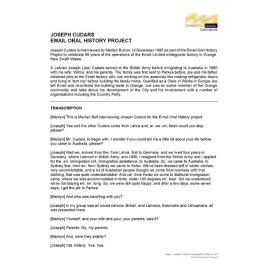 Joseph Cudars interviewed by Marilyn Bull