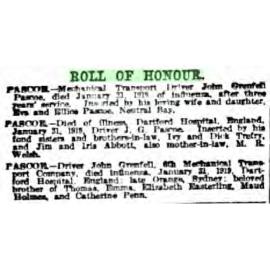 John Grenfell Pascoe's death notice, ''Sydney Morning Herald'', 17 February 1919, p6