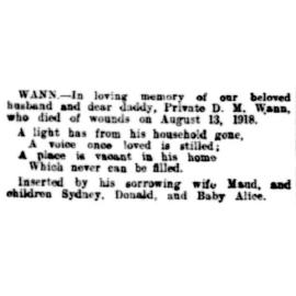 Daniel Malcolm Wann memorial notice