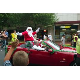 Santa arrives at the Christmas Street Party