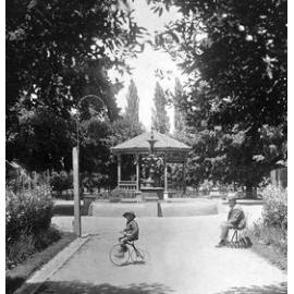 Cook Park C 1920 with the James Dalton Fountain and the Bandstand in the background