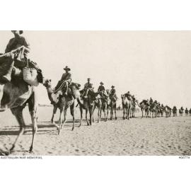  No 1 Battalion, Imperial Camel Corps leaving El Kharga, Egypt, c1917