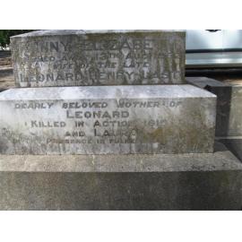 Leonard William Glandfield Last memorial plaque, Orange Cemetery