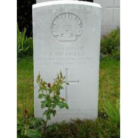 Basil Nicholl's Headstone, Merville Communal Cemetery, France