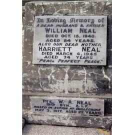 William Arthur Neal commemorative plaque, Orange Cemetery
