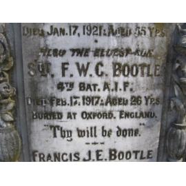 Francis William Courtenay Bootle's memorial plaque