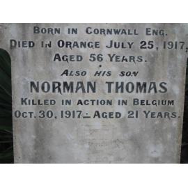 Norman Thomas Trethewey memorial plaque
